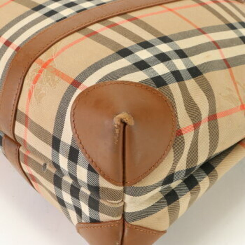 Burberry Nova check horse logo leather tote bag shoulder business document brown - Picture 11 of 14
